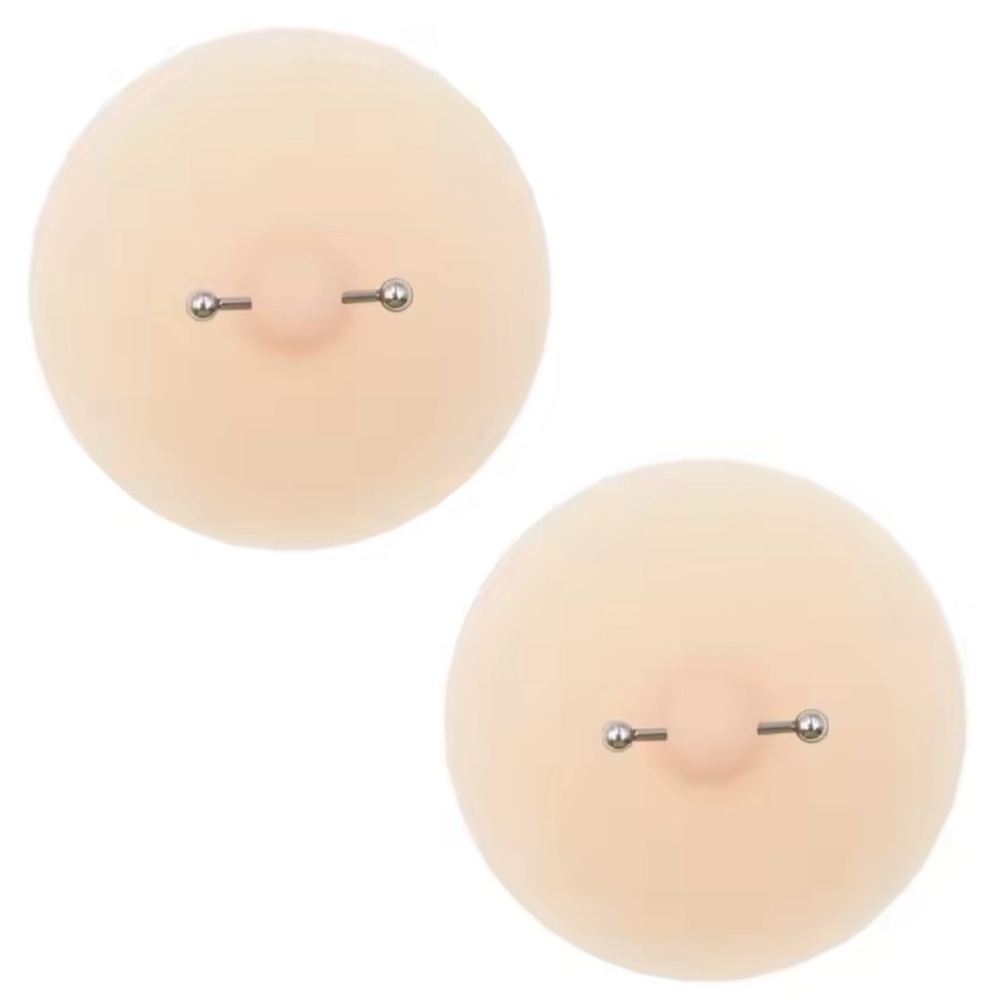 Cream nude sticky nipple pasties cover faux piercing breast pasties chest pad